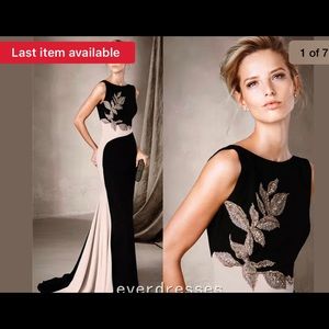 Pink and black evening gown